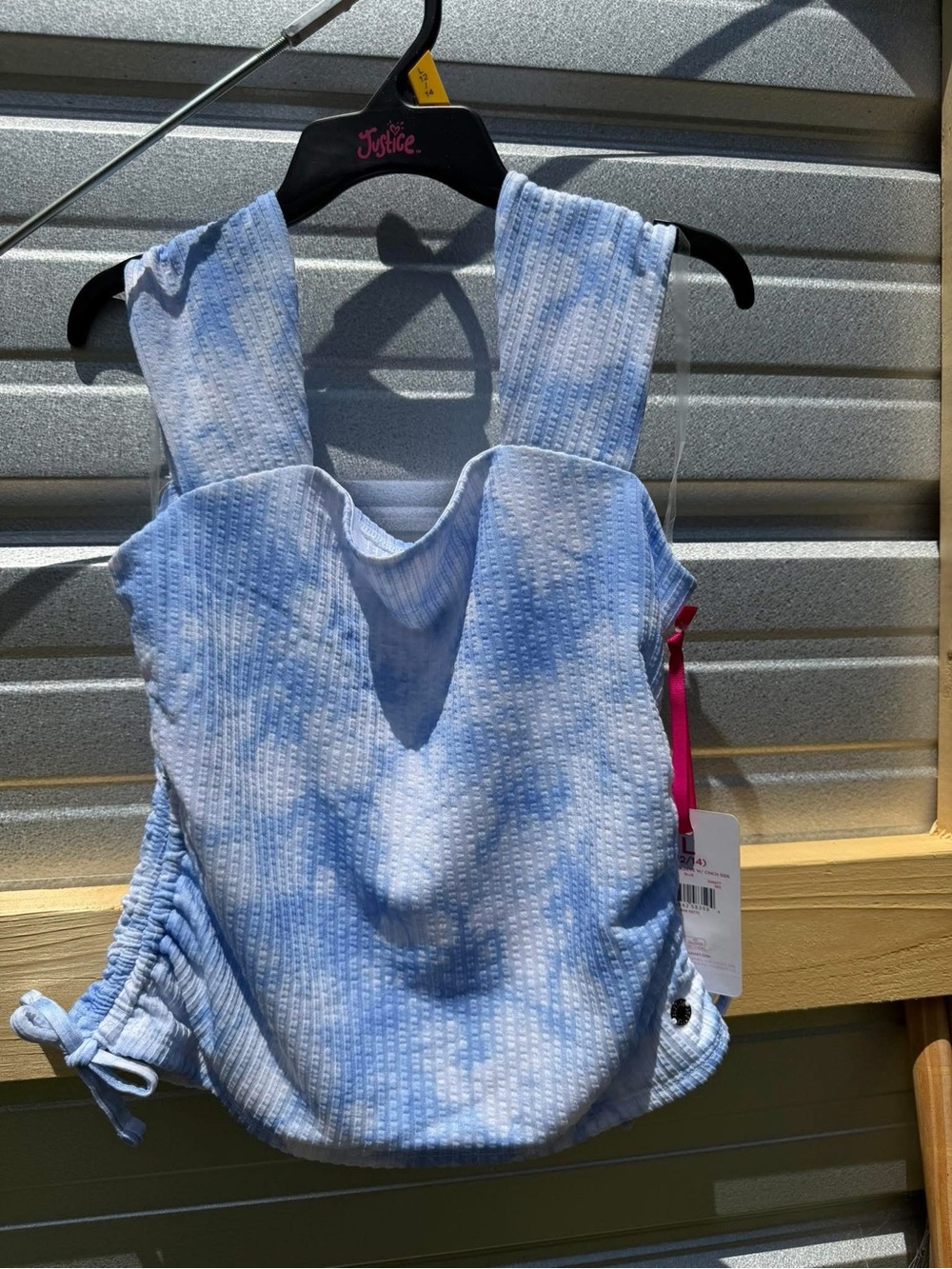 Justice Blue Tie-Dye Ribbed Tank with Side Ruching